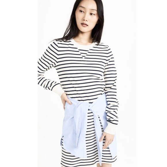 Veronica Beard Womens Long Sleeve Striped Laszlo Dress White Navy Size Small - Picture 1 of 10